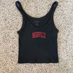 Brandy Melville Black Tank Top with Red Nashville Print